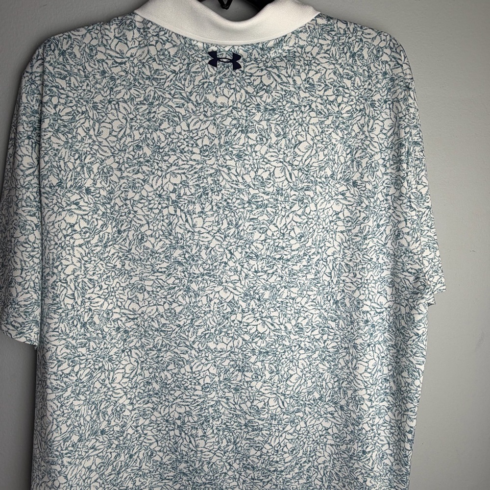 Under Armour White Polo with Light Blue Floral Print NWOT - Picture 4 of 4